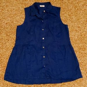 J. Jill Love Linen Sleeveless Button Blouse Petite